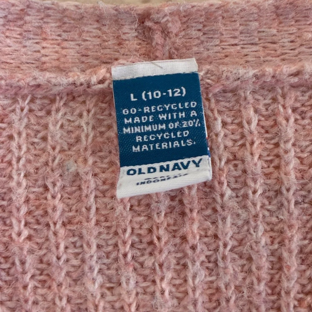 Old Navy | Pink knit wool blend cropped button front chunky cardigan